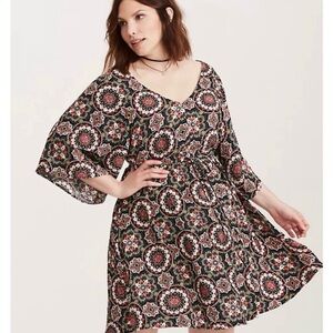 Torrid Medallion Print Strappy Back Challis Dress sz 3